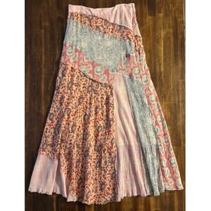 Free People Size 8 Skirt Maxi Palma Patchwork Boho Long Flowy Cottagecore Floral